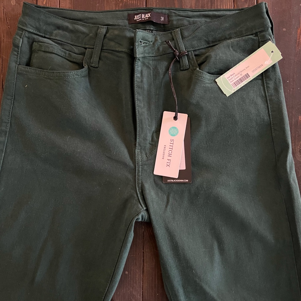Just Black Dark Green Skinny Jean Size 12